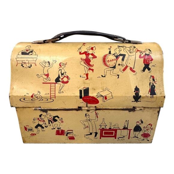 1950 American Thermos Bottle Co School Days Junior High Band Metal Lunchbox READ - Picture 7 of 14